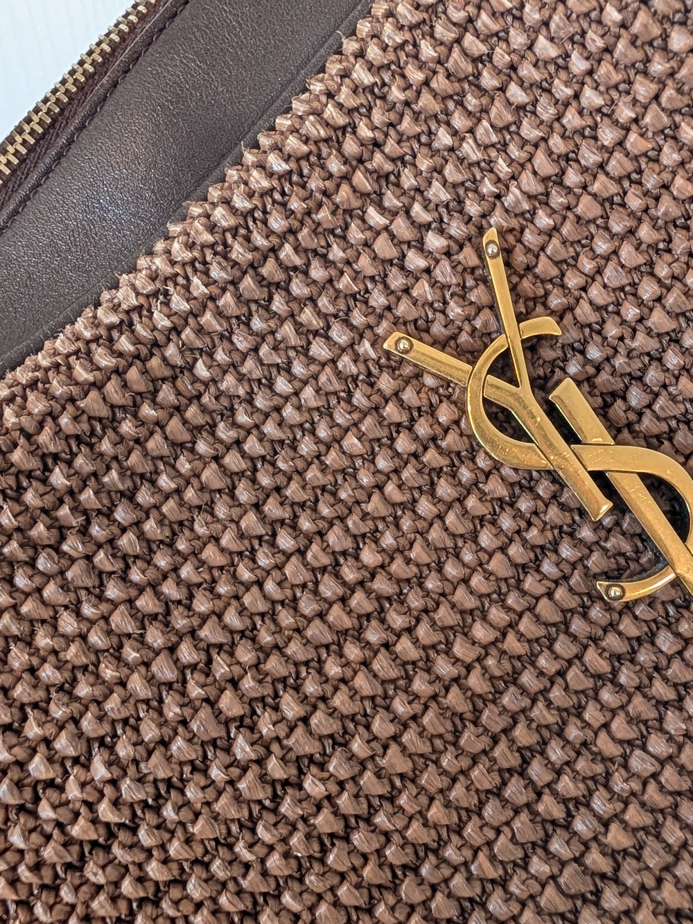 SAINT LAURENT Lou Ysl Monogram Raffia Camera Bag In Brown - Picture 12 of 14